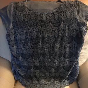 Indigo blue lace top